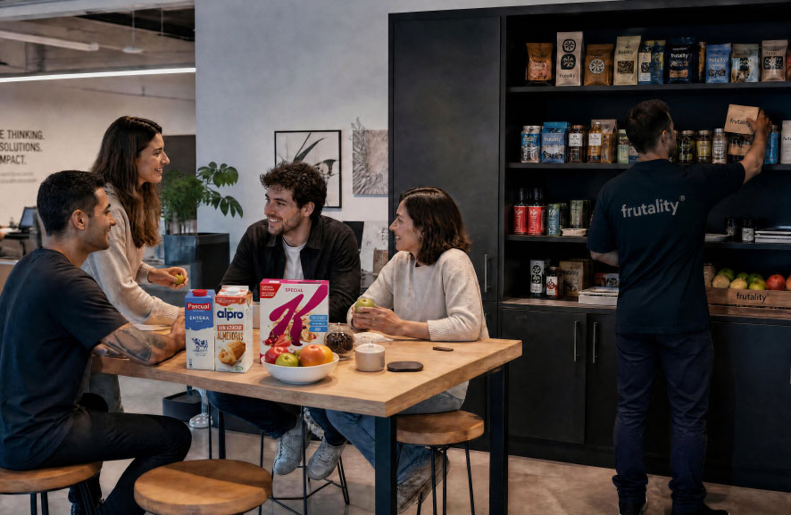 reposición de despensa de oficina por un Fruit Manager de Frutality